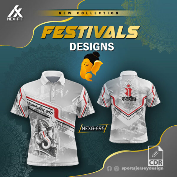 NEXG-695 Ganesha Festival Design for Sublimation Print: White And Black Color