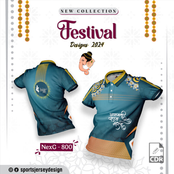 NEXG-800 Ganesha Festival Design for Sublimation Print: Peacock Green Color