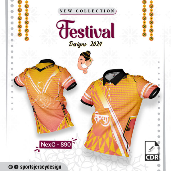 NEXG-890 Ganesha Festival Design for Sublimation Print: Orange And Yellow Colors