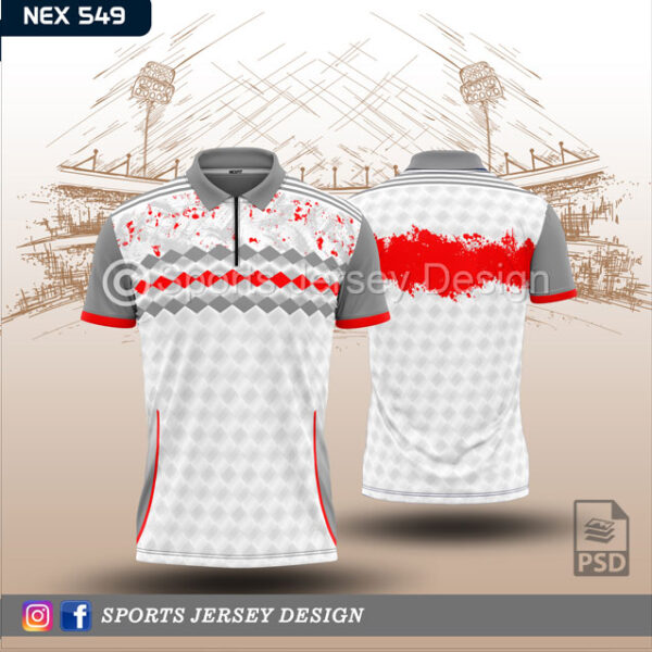 NEX 549 GRAY/RED AND WHITE SPORTSWEAR SUBLIMATION JERSEY DESIGN