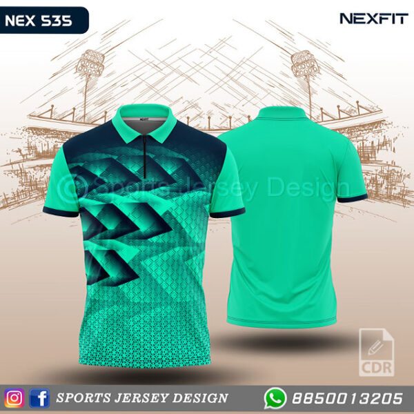 NEX 535 VIBRANT GREEN AND NAVY BLUE SPORTSWEAR SUBLIATION JERSEY DESIGN