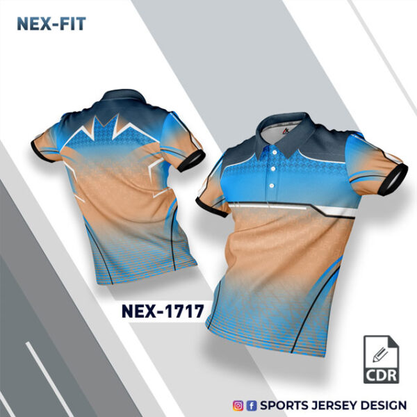 NEX-1717 BEIGE/BLUE AND BLACK BLUE SPORTSWEAR SUBLIMATION JERSEY DESIGN