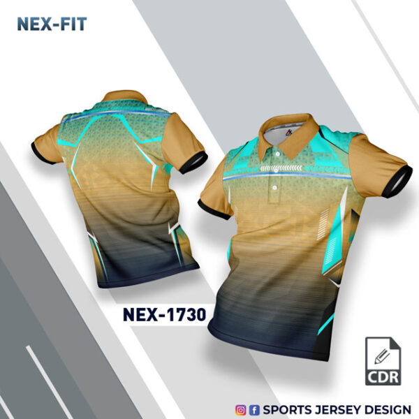NEX-1730 GOLD/BROWN AND TEAL SPORTSWEAR SUBLIMATION JERSEY DESIGN