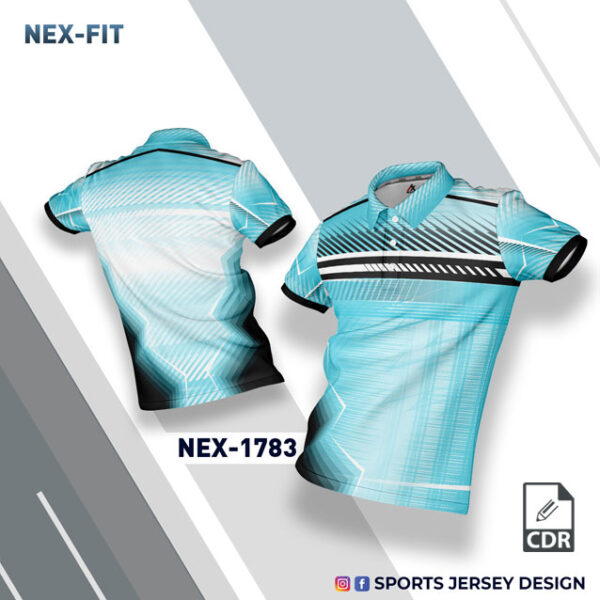 NEX-1783 SKYB BLUE AND  WHITE/BLACK SPORTSWEAR SUBLIMATION JERSEY DESIGN