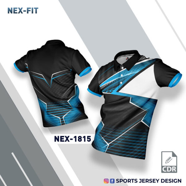 NEX-1815 BLACK/WHITE FIROZI BLUE SPORTSWEAR SUBLIMATION JERSEY DESIGN