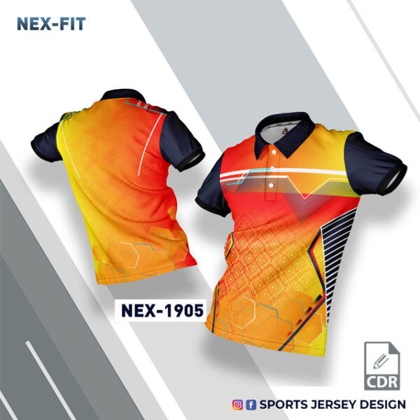 NEX-1905 ORANGE/YELLOW AND NAVY BLUE  SPORTSWEAR SUBLIMATION JERSEY DESIGN