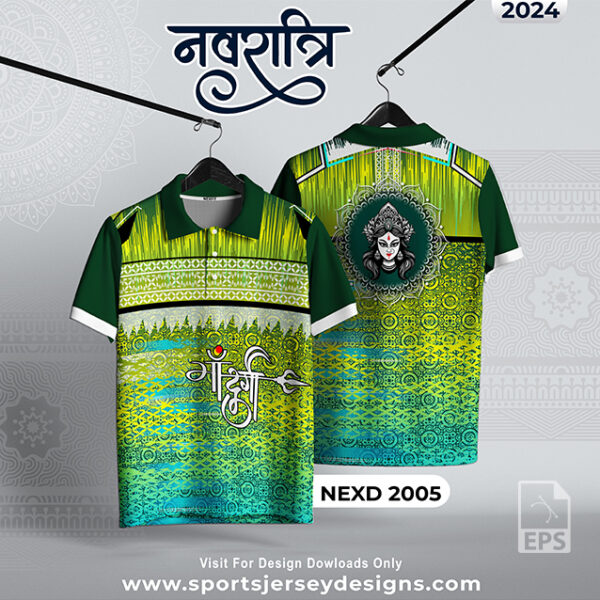 NEXD-2005 Navaratri Festival Design for Sublimation Print With The Combination Of Green And Pista Green Color