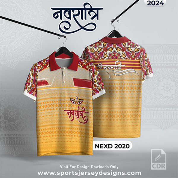 NEXD 2020 Navaratri Festival Design for Sublimation Print With The Combination Of Yellow/ White And Maroon