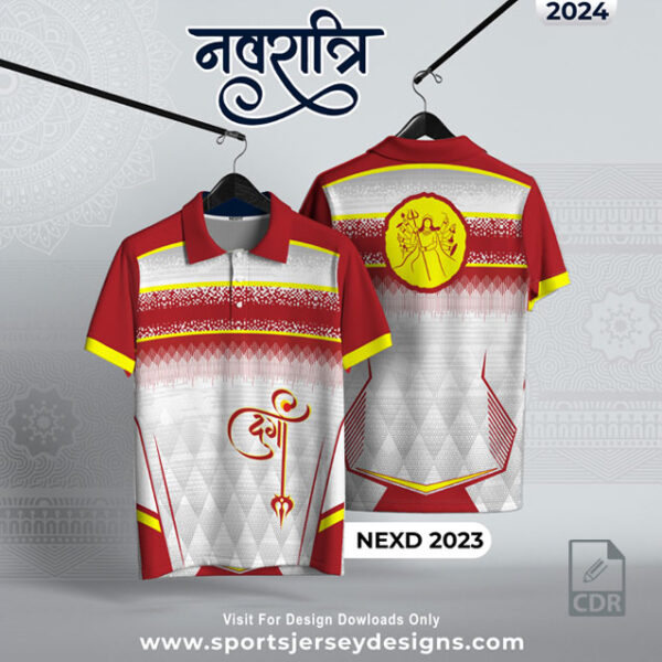 NEXD 2023 Navaratri Festival Design for Sublimation Print With The Combination Red/Yellow And White Colors