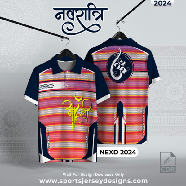 NEXD 2024 Navaratri Festival Design for Sublimation Print With The Combination Babe Pink/White  And Navy Blue Colors