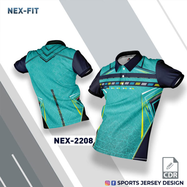 NEX-2208 TURQUOSIE BLUE AND NAVY BLUE WHITE SPORTSWEAR SUBLIMATION JERSEY DESIGN