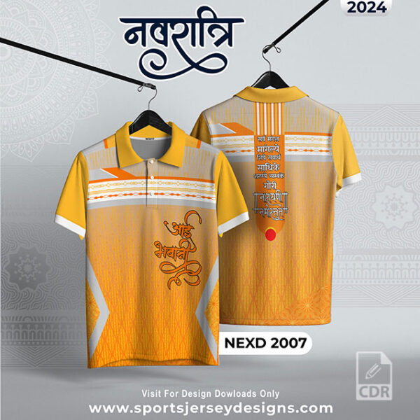 NEXD 2007 Navaratri Festival Design for Sublimation Print With The Combination Of Gold Yellow And White Colors