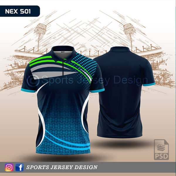 NEX 501 NAVY BLUE AND INDIA BLUE SPORTSWEAR SUBLIATION JERSEY DESIGN