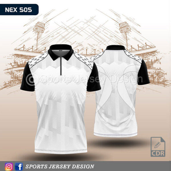 NEX 505 WHITE AND BLACK SPORTSWEAR SUBLIMATION JERSEY DESIGN