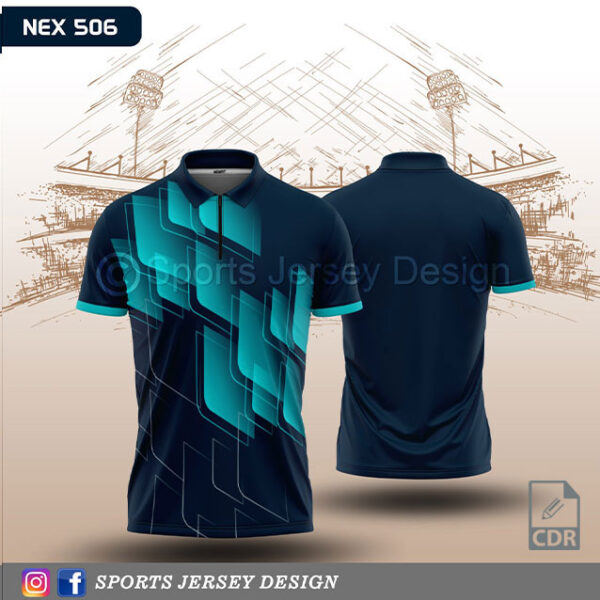 NEX 506 NAVY BLUE AND FIROZI BLUE SPORTSWEAR SUBLIMATION JERSEY DESIGN