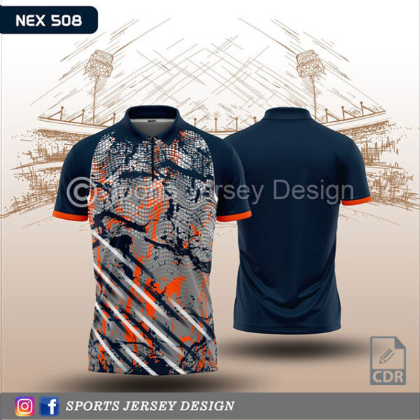 NEX 508 NAVY BLUE AND ORANGE SPORTSWEAR SUBLIATION JERSEY DESIGN