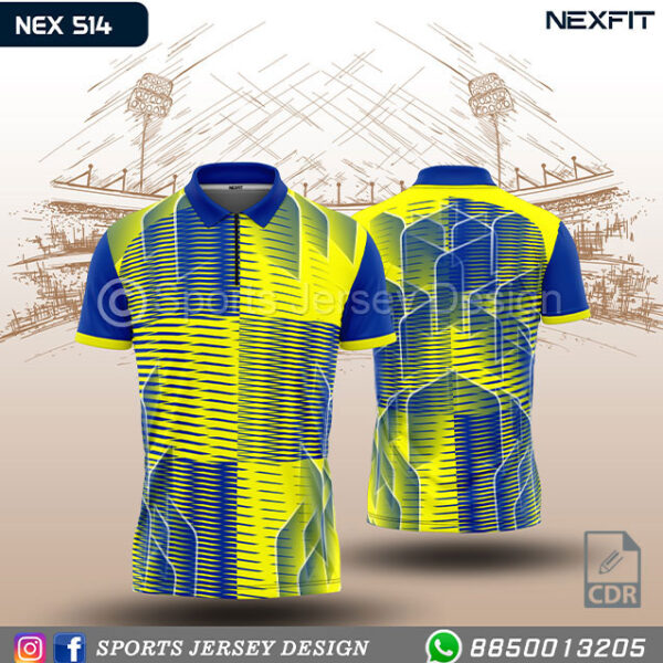 NEXD 514 LEMON YELLOW AND INDIA BLUE SPORTSWEAR SUBLIMATION JERSEY DESIGN