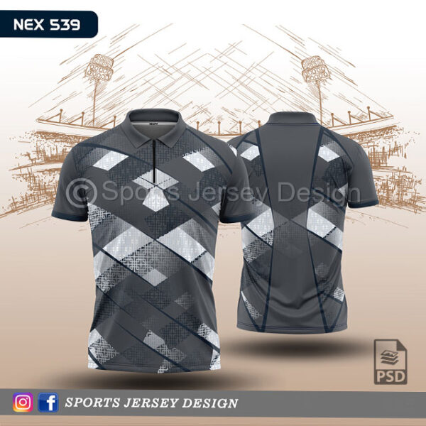 NEX 539 DARK GRAY AND WHITE SPORTSWEAR SUBLIMATION JERSEY DESIGN