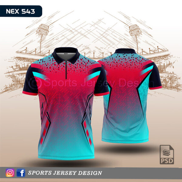 NEX 543 FIROZI BLUE/BLACK AND RANI PINK SPORTSWEAR SUBLIMATION JERSEY DESIGN