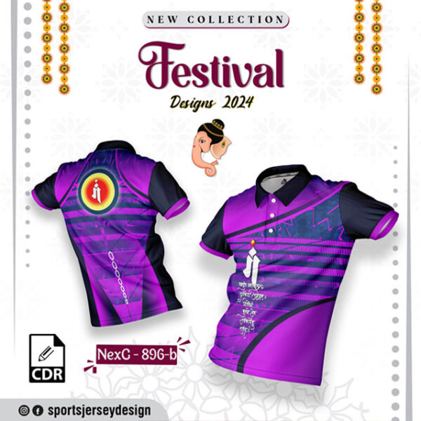 NEXG-896-B Ganesha Festival Design for Sublimation Print: Purple And Black Color