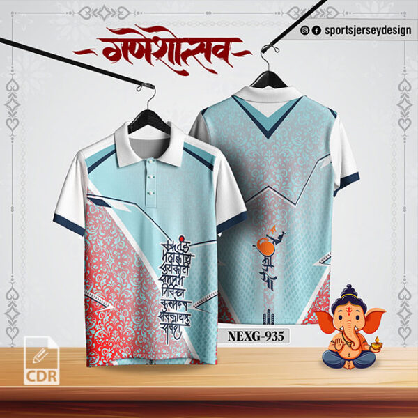 NEXG-935 Ganesha Festival Design for Sublimation Print : Pink And Sky Blue Color