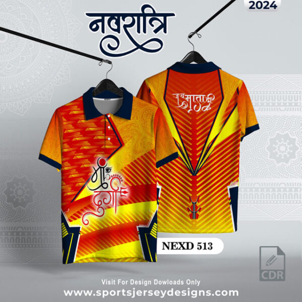 NEXD 513  Navaratri Festival Design for Sublimation Print With The Combination Of Orange And Yellow Colors