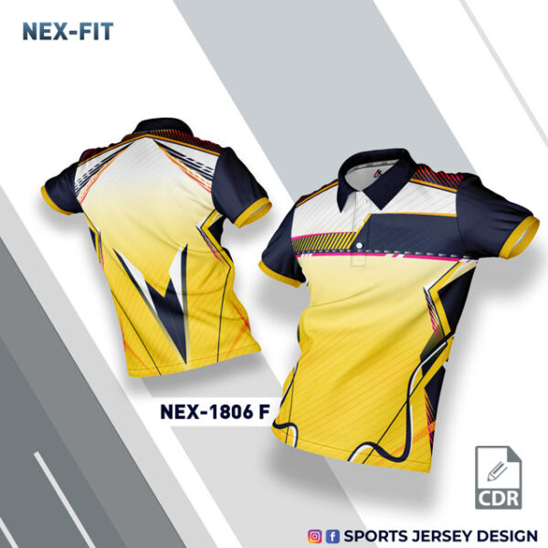 NEX-1806-F YELLOW/WHITE AND NAVY BLUE SPORTSWEAR SUBLIMATION JERSEY DESIGN
