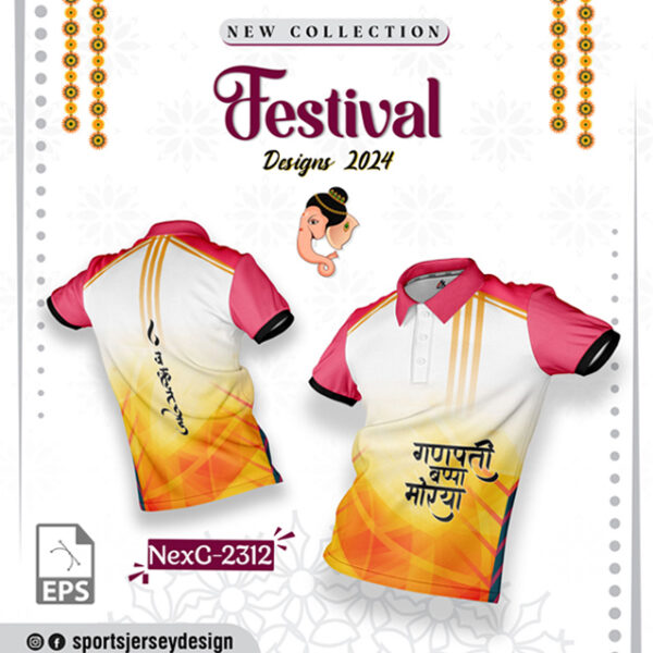 NEXG-2312 Ganesha Festival Design for Sublimation Print With The Combination Of Pink,Yellow And White Colors