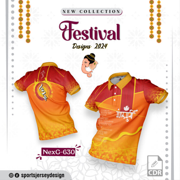 NEXG-630 Ganesha Festival Design for Sublimation Print: Red And Orange Color