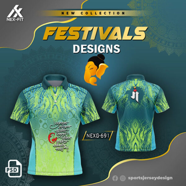 NEXG-691 GANESHA FESTIVAL JERSEY DESIGN IN PISTA GREEN AND FIROZI COLOR