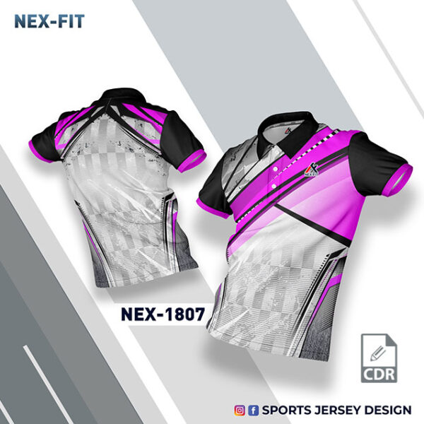 NEX-1807 BLACK/ WHITE AND PINK SPORTSWEAR SUBLIMATION JERSEY DESIGN