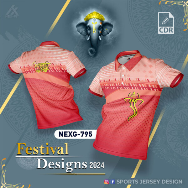 NEXG-795  Ganesha Festival Design for Sublimation Print: Rani Pink And Baby Pink Color