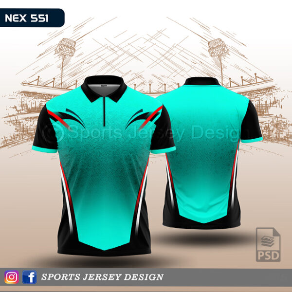 NEX 551 SEA GREEN AND BLACK SPORTSWEAR SUBLIATION JERSEY DESIGN