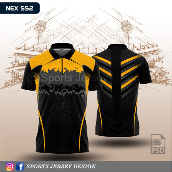 NEX 552 GOLD YELLOW AND BLACK SPORTSWEAR SUBLIATION JERSEY DESIGN