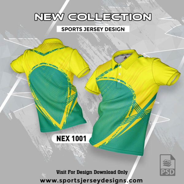 NEX 1001 LEMON YELLOW AND SEA GREEN SPORTSWEAR SUBLIMATION JERSEY DESIGN