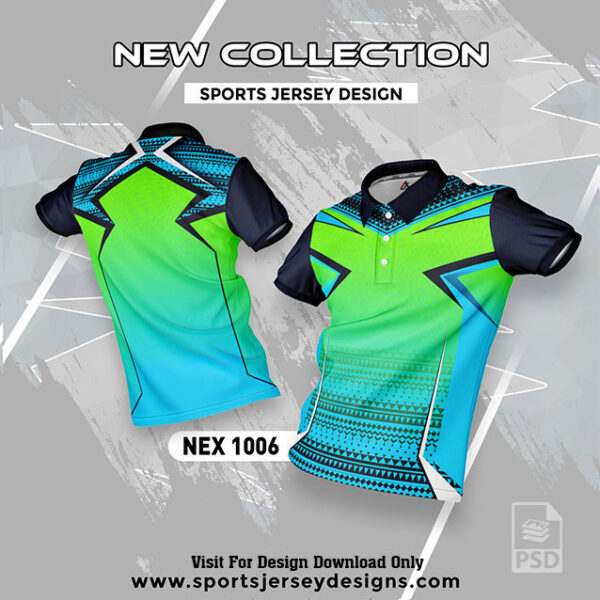 NEX 1006 PISTA GREEN AND FIROZI  SPORTSWEAR SUBLIMATION JERSEY DESIGN