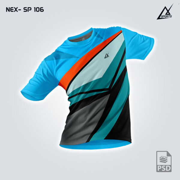 NEX SP 106 FIROZI AND BLACK SPORTSWEAR SUBLIMATION JERSEY DESIGN