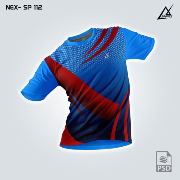 NEX SP 112 INDIA BLUE AND MAROON SPORTSWEAR SUBLIMATION JERSEY DESIGN