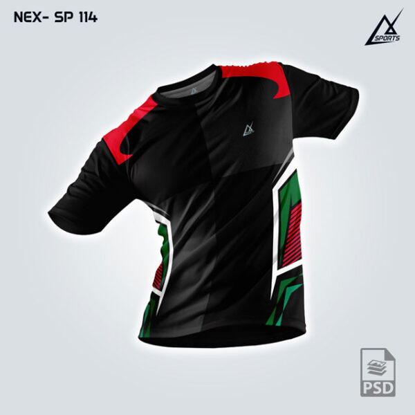 NEX SP 114 BLACK AND RED SPORTSWEAR SUBLIMATION JERSEY DESIGN