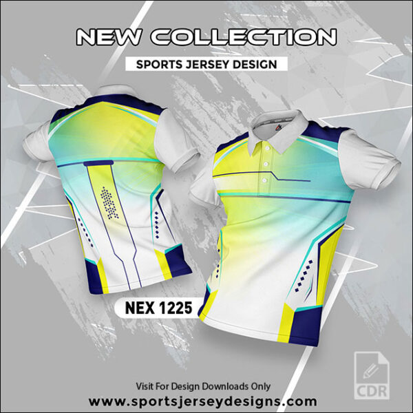 NEX 1225 FIROZI/YELLOW AND WHITE SPORTSWEAR SUBLIATION JERSEY DESIGN