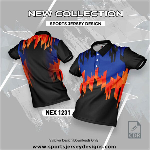 NEX 1231 ROYAL BLUE/RED AND BLACK SPORTSWEAR SUBLIMATION JERSEY DESIGN