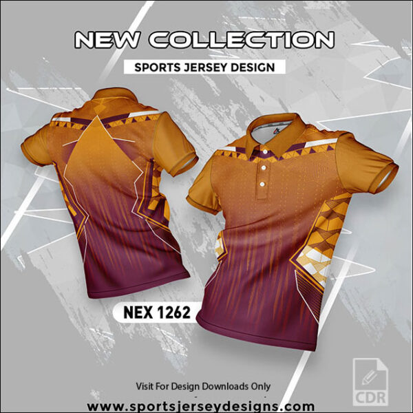 NEX 1262 GOLD YELLOW AND MAROON SPORTSWEAR SUBLIMATION JERSEY DESIGN