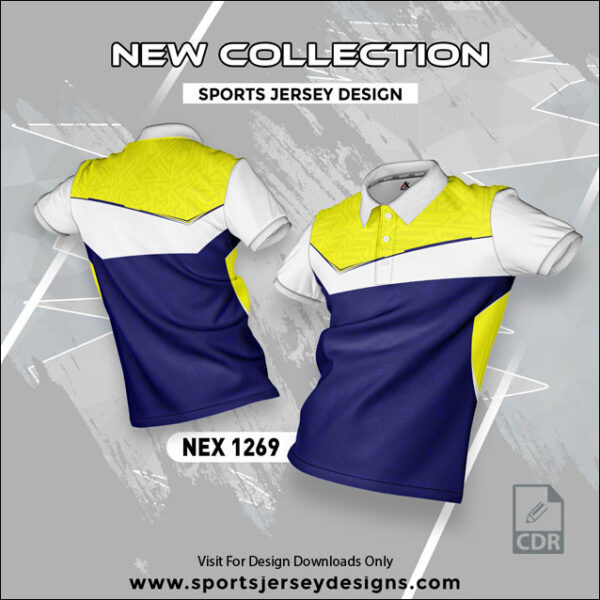 NEX 1269 YELLOW/WHITE AND ROYAL BLUE SPORTSWEAR SUBLIMATION JERSEY DESIGN