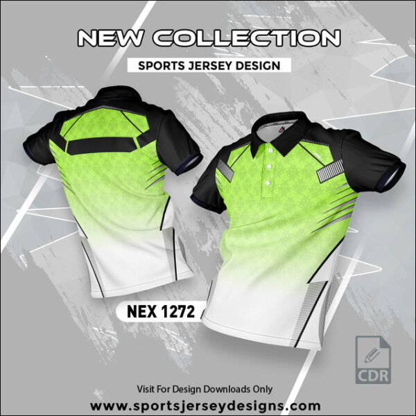 NEX 1272 PISTA GREEN/WHITE AND BLACK SPORTSWEAR SUBLIATION JERSEY DESIGN