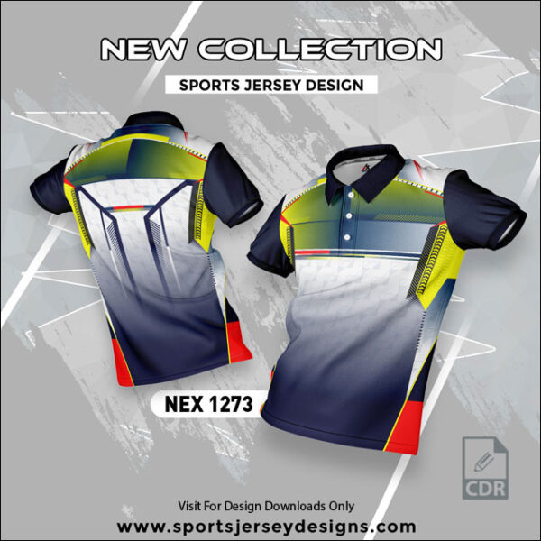 NEX 1273 NAVY BLUE/WHITE AND YELLOW SPORTSWEAR SUBLIATION JERSEY DESIGN