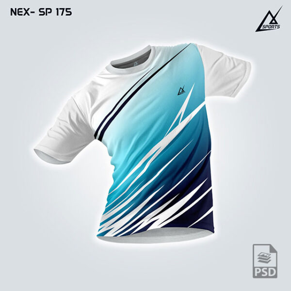 NEX SP 175 WHITE/FIROZIAND NAVY BLUE SPORTSWEAR SUBLIMATION JERSEY DESIGN