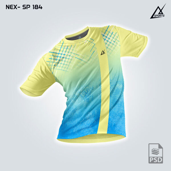 NEX SP 184 YELLOW AND FIROZI BLUE  SPORTSWEAR SUBLIMATION JERSEY DESIGN