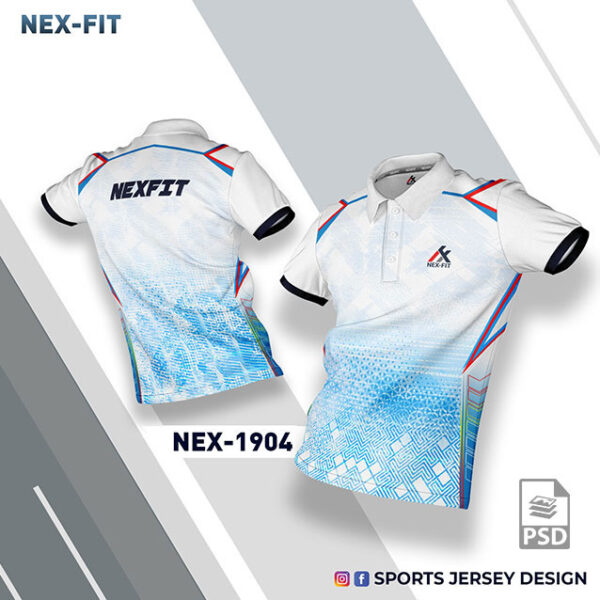 NEX 1904 WHITE AND BLUE  SPORTSWEAR SUBLIMATION JERSEY DESIGN