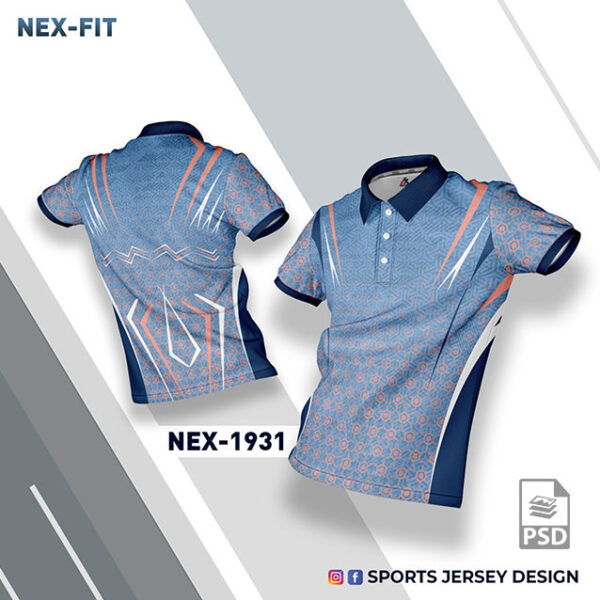 NEX 1931 SKY BLUE AND PEACHY-ORANGE SPORTSWEAR SUBLIMATION JERSEY DESIGN