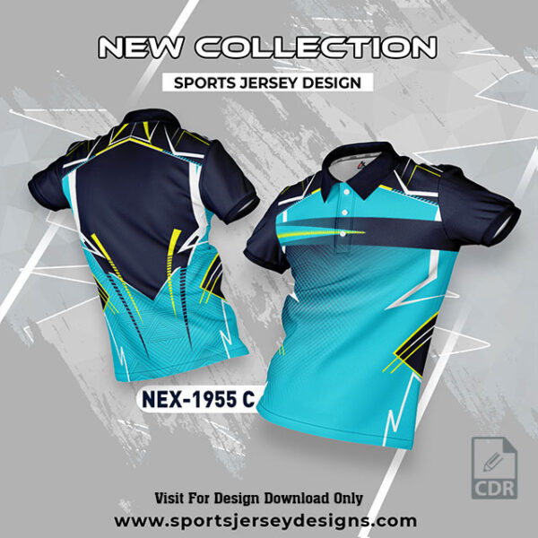 NEX 1955-C FIROZI AND NAVY BLUE SPORTSWEAR SUBLIMATION JERSEY DESIGN